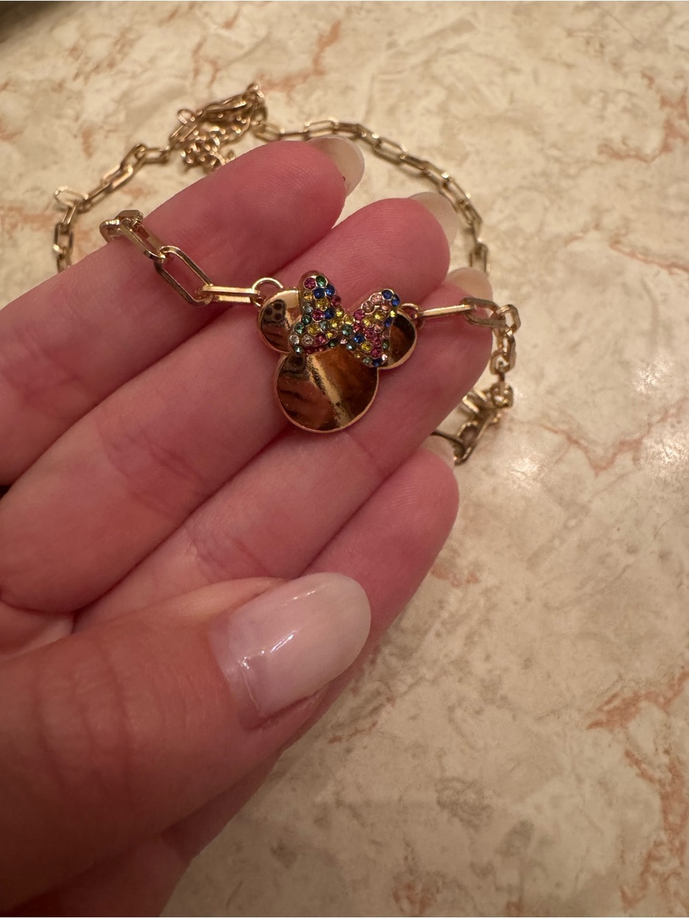 BaubleBar Gold Minnie Pendant Necklace with Multicolor Crystal Bow